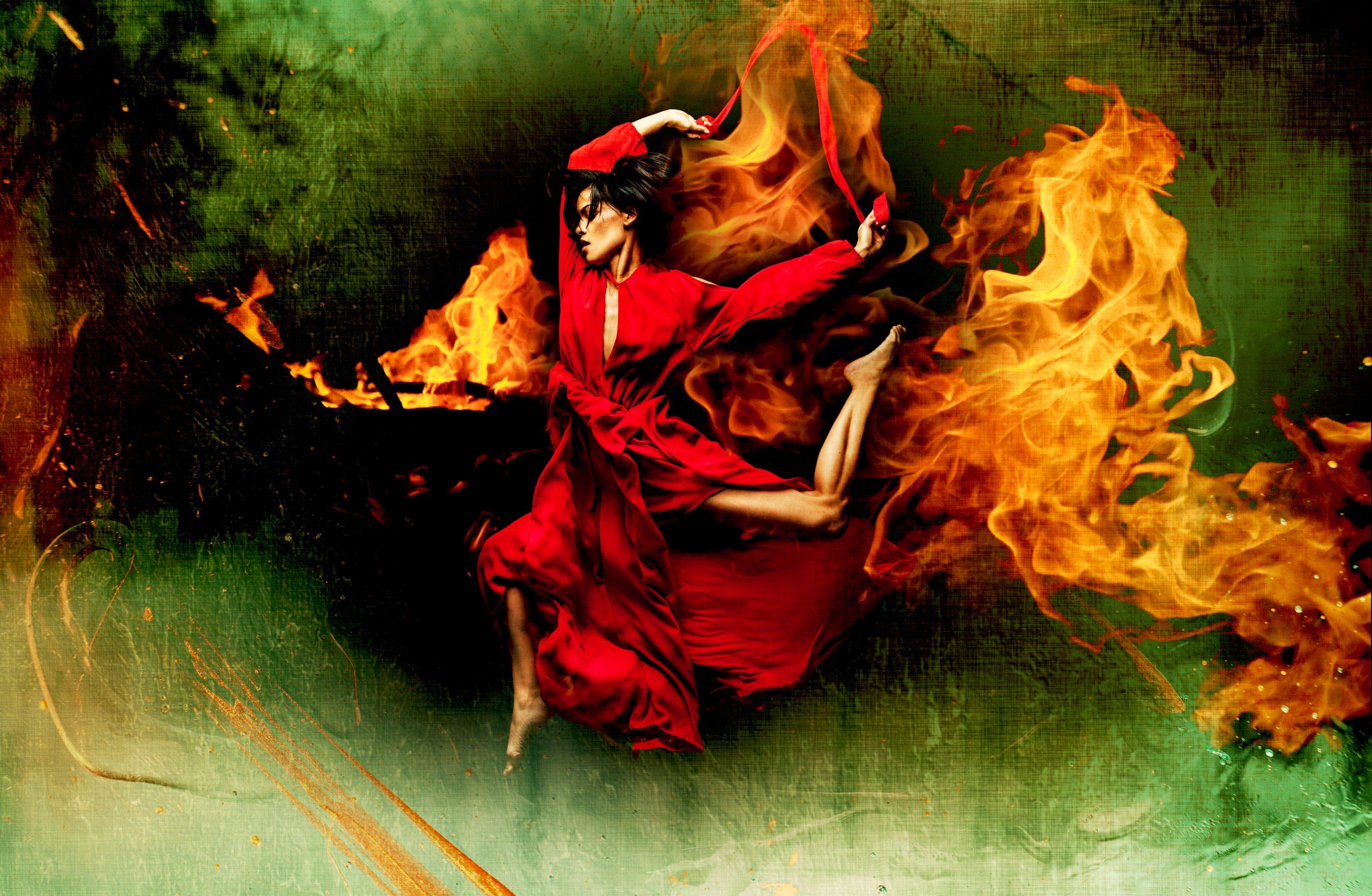 Contemporary female dancer dancing in studio